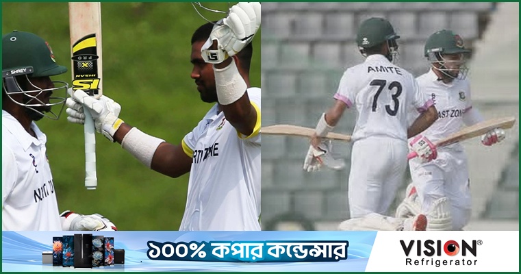 আকবর-প্রিতমের সেঞ্চুরির সাথে মুশফিকের ফিফটি, ব্যাটারদের দাপট